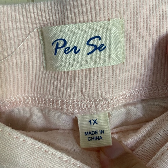 Per Se by Carlisle Linen Blend Cropped Drawstring Light Pink Pants Sz 1X - Picture 3 of 8